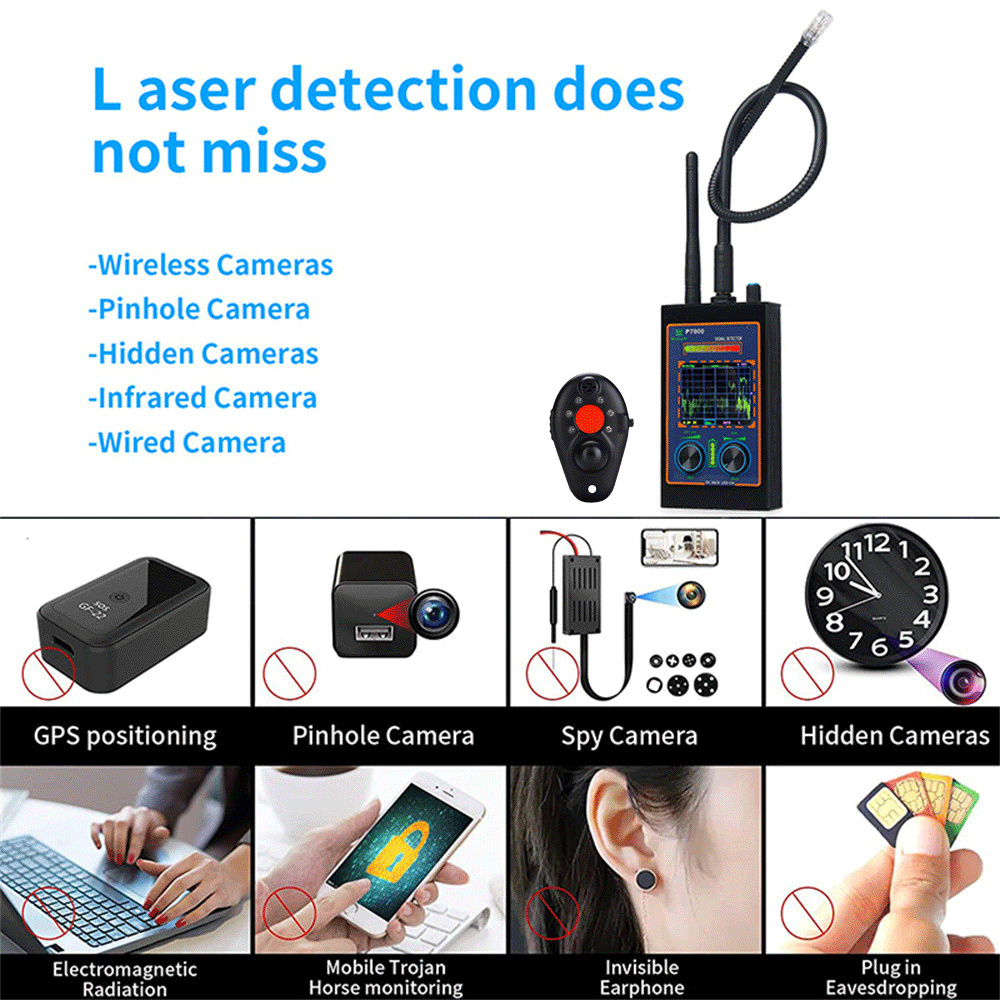 Profession Detector Wireless RF Signal Finder Bug Anti Tracking Strong Magnetic Detect GSM Audio GPS IR Camera Detection Scanner