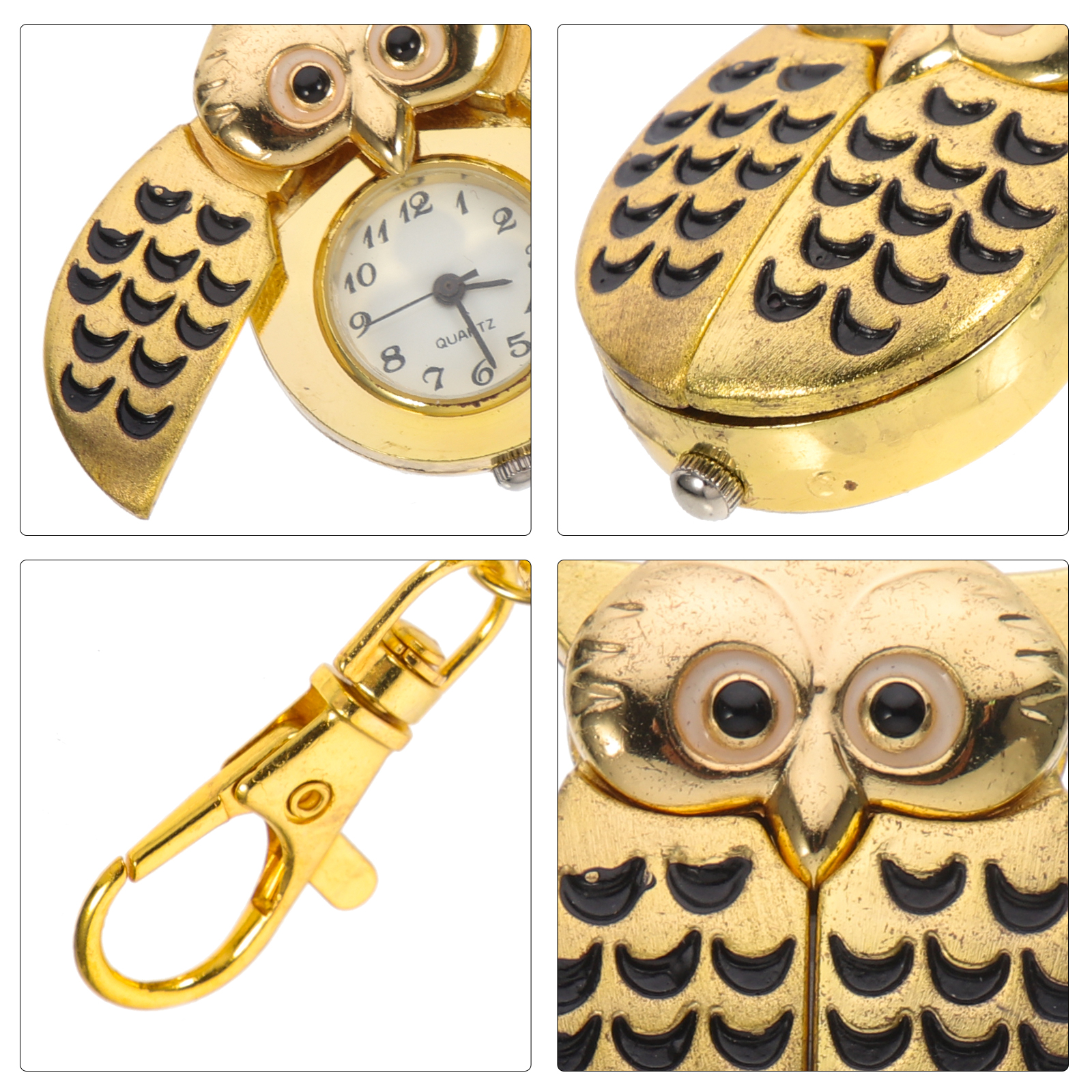 1pc Retro Owl Shape Pocket Watch Cartoon Owl Keychain Decorative Durable Fashion Accessory Gift Idea For Kids Adults