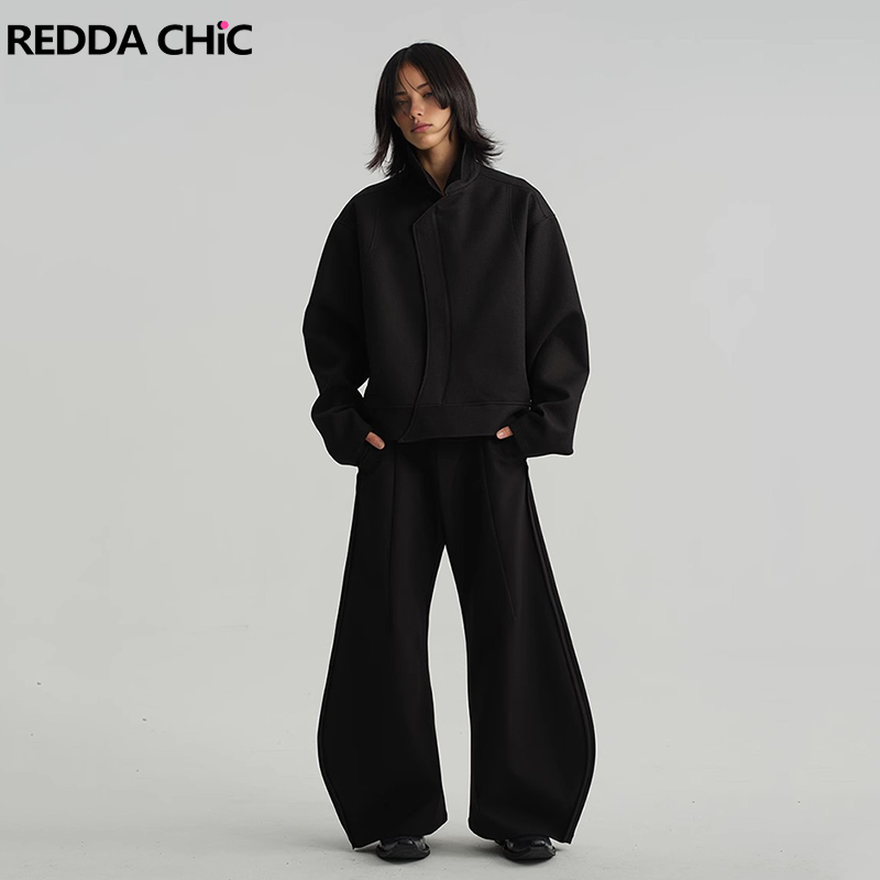 REDDACHiC ICON Silhouette Barrel Pants for Women Oversized High Waist Pleated Front Wide Leg Black Trousers Grunge Alt Techwear