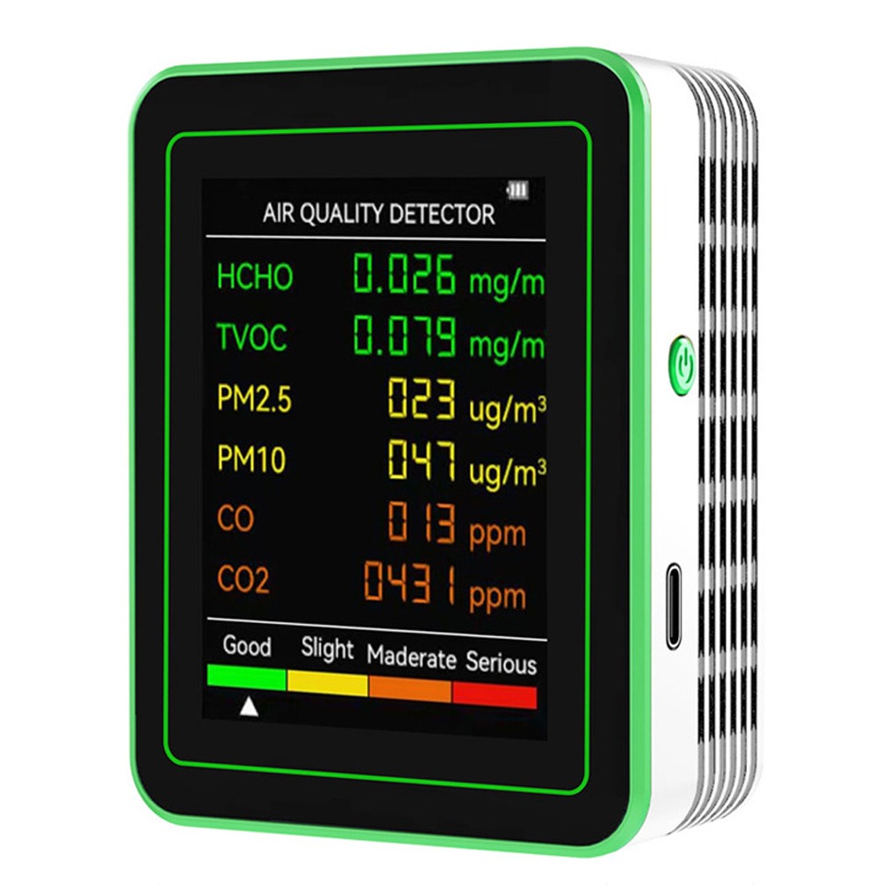 6 in 1 Air Quality Monitor Intelligent High Sensitivity Air Detector Automatic Display Large Screen Formaldehyde Detector Garage