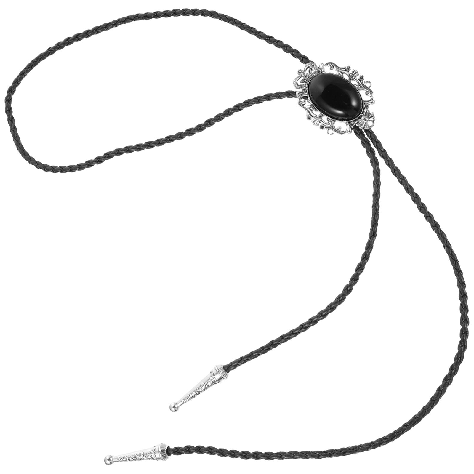Agate Black Crown Decorative Necklace Agate Bolo Tie Bolo Tie Rope Cowboy Necklace Chain Fashion Creative Vintage
