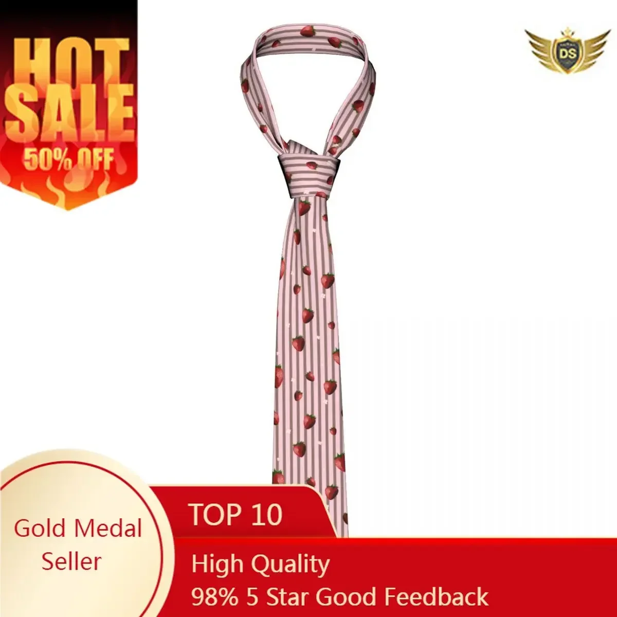 Tie For Men Formal Skinny Neckties Classic Men&#039;s Cute Strawberries And Stripes Wedding Tie Gentleman Narrow