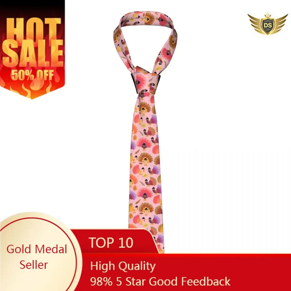 Tie For Men Formal Skinny Neckties Classic Men&#039;s Happy Thanksgiving Turkey Wedding Tie Gentleman Narrow