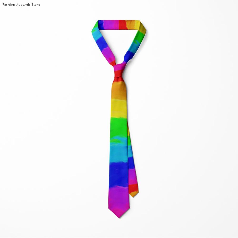 Casual 8cm Rainbow Tie Adjustable Soft Colorful Tie Narrow Hand Tied Men Necktie Unisex
