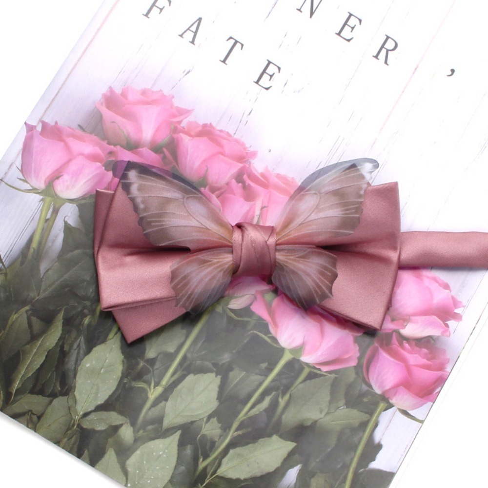 Creative Solid Color Butterfly Bow Tie Adjustable Soft Men Necktie Organza Bowknot Bridegroom Groomsman Cravat Suit Accessories
