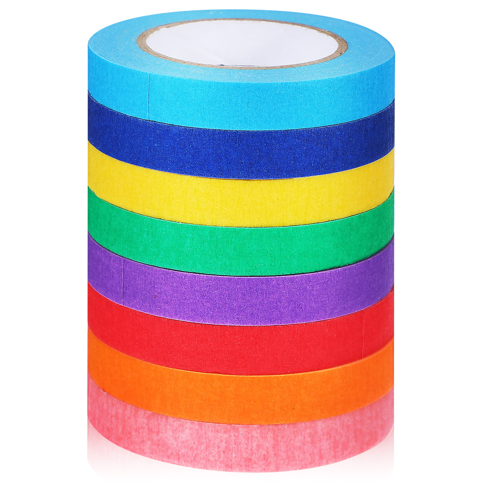 8pcs Colored Masking Rainbow Painters Diy Decorative Paper Tape Writable Easy Removal Artist Tape For Labeling Crafting