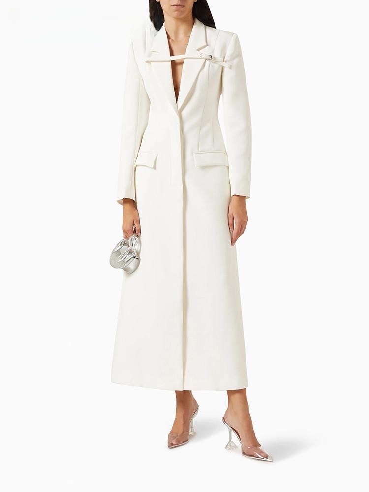 Woman Clothing Solid Patchwork Belt Slimming Trench For Women’s Notched Collar Long Sleeve Tunic Temperament Coats FemaleFashion