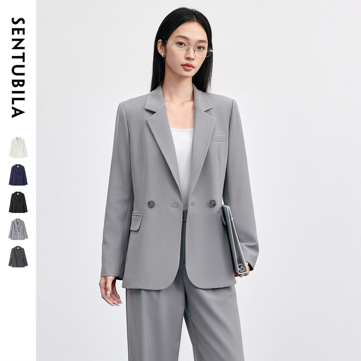 SENTUBILA ‌Women&#039;s Blazer‌ Petite Loose Coat Autumn 2025 Office Wear‌ Long Sleeve ‌Jacket‌ Women Formal Clothes 151X59420