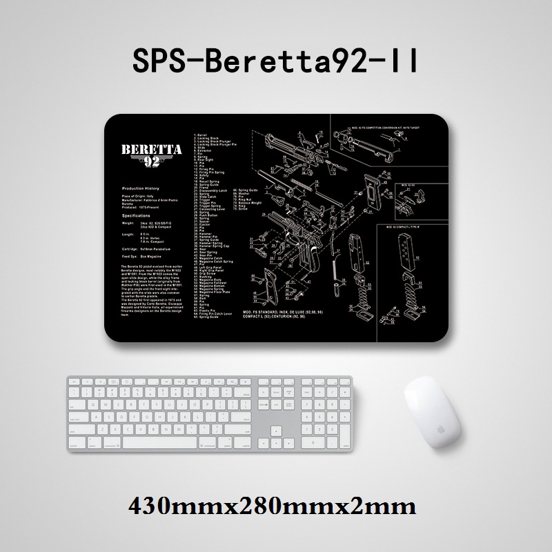 Cleaning Rubber Mat with Parts Diagram Instructions Workbench Mouse Pad for GL 17 1911 Beretta M9 Sig P220 P226