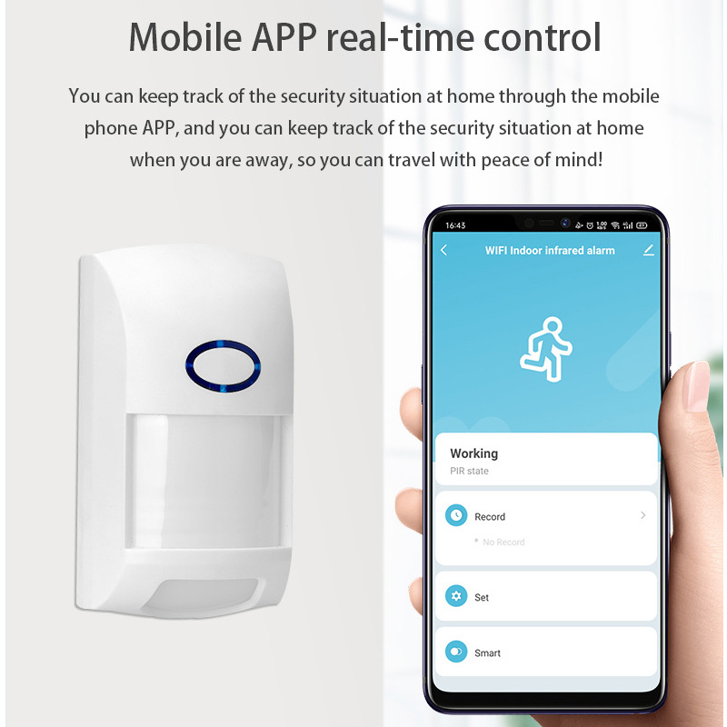 Human Body Induction Monitor Tuya Intelligent APP Wifi Infrared Alarm PIR Wireless Detector Indoor Anti-theft Pet Prevention