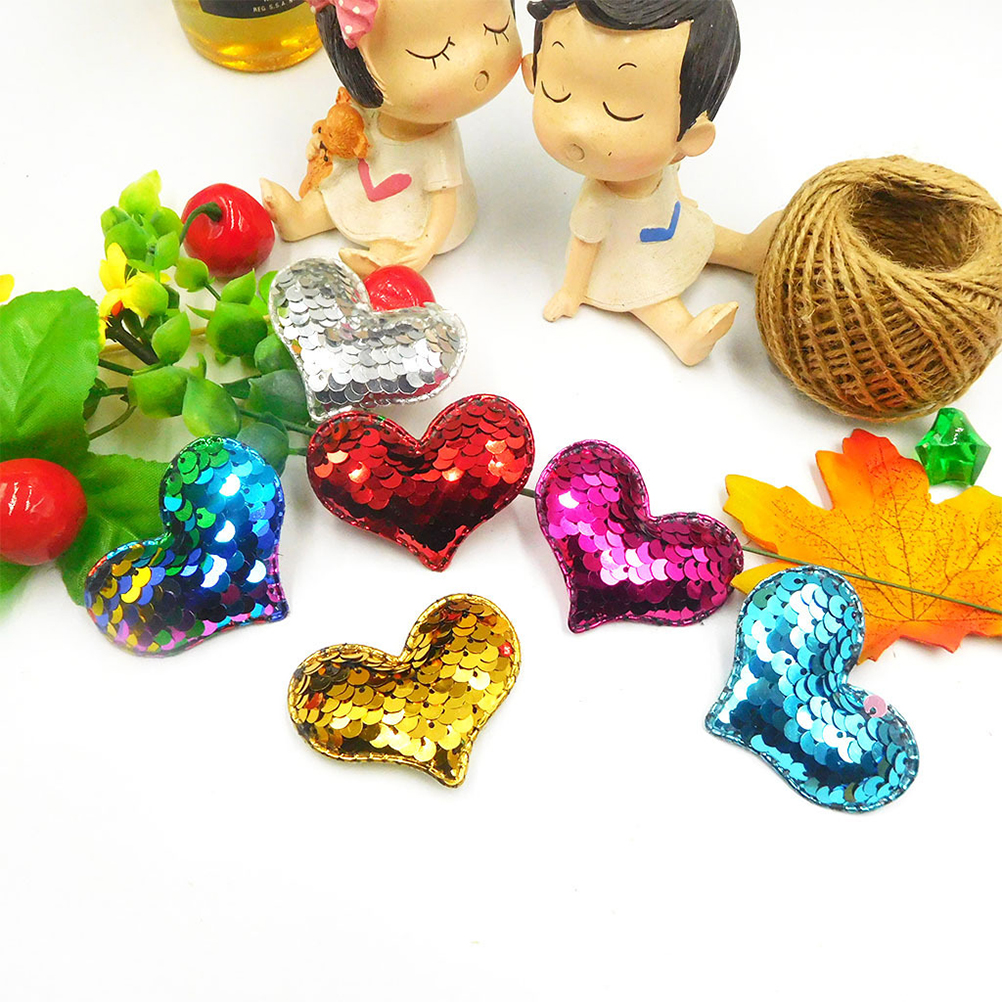 14pcs Heart Sticker for Cloth DIY Gift Accessories Love Shape Sequin Stickers Craft Party Favors CreativeDecoration