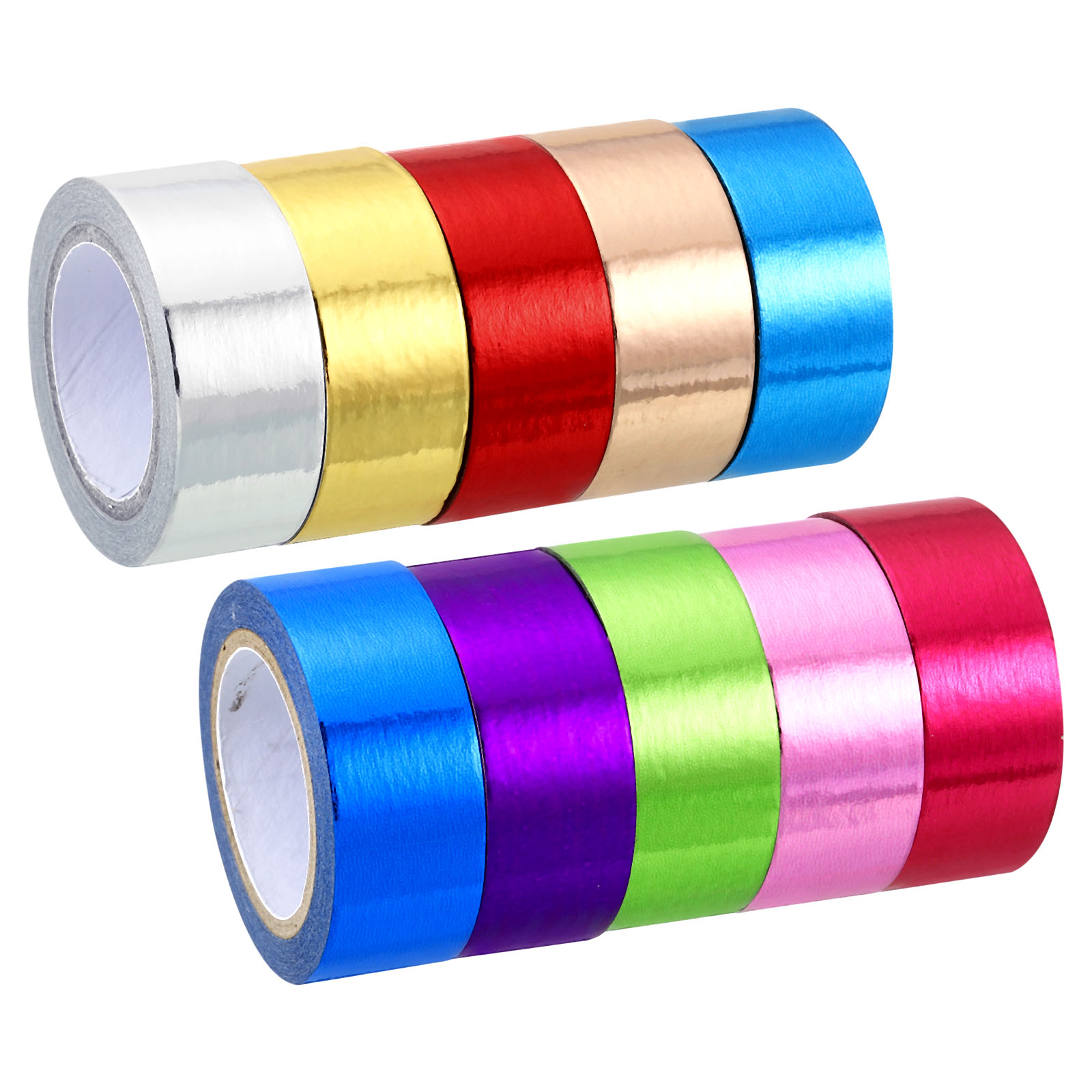 4/6/10Pcs 15mm x 5m Metallic Washi Tape Art Paper Mirror Masking Foil Sticker Self-Adhesive Decorative Tapes for DIY Art Craft