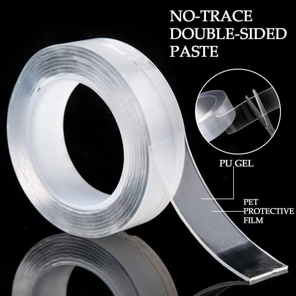 Transparent Double-sided Adhesive Tape Waterproof Double Face Stickers Nano Traceless Glue Strip Reusable For Kitchen Bedroom
