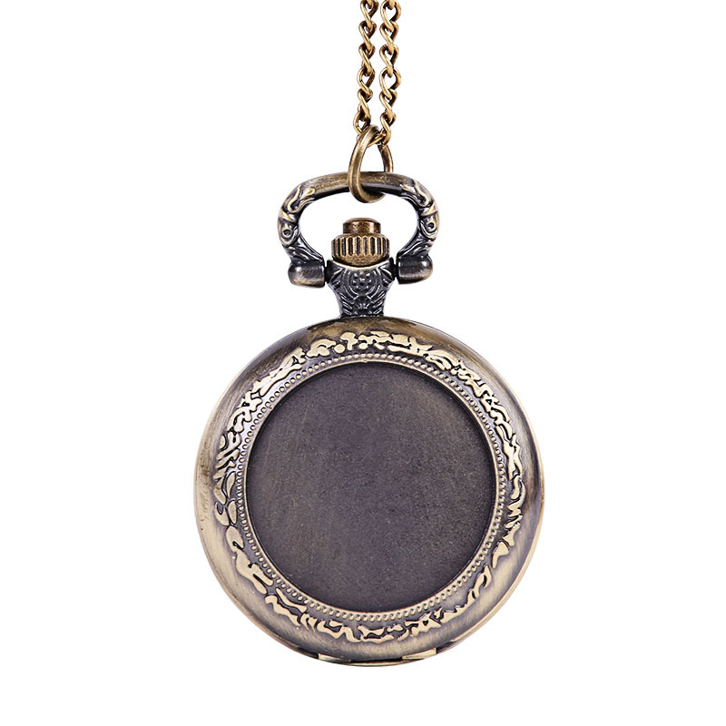 6052Medium fine chain hot lace round groove retro pocket watch classical embossed lace nostalgic pocket watch