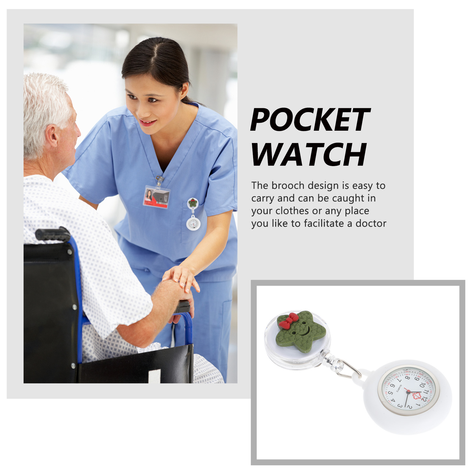 Stylish Silicon Star Nurse Watch Clip-On Pocket Hanging Quartz Timepiece For Doctor Retractable Design Precise Time Keeping