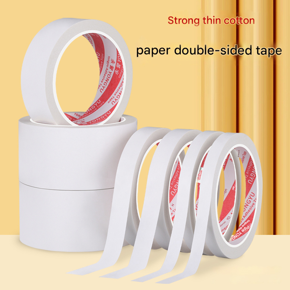White 0.08mm Ordinary Double-Sided Tape Easy To Tear Student Office Home Stationery Handmade Ultra-Thin Easy To Use Poster