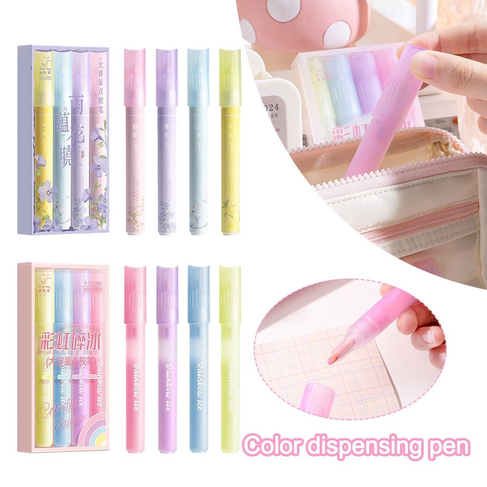 4Pcs Durable Quick Dry Tacky Glue Pen Colorful Large Capacity Dispensing Pen DIY Scrapbooking Dispensing Glue School Office