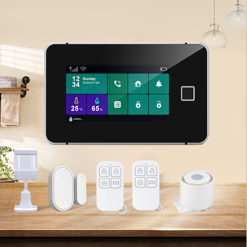 Tuya APP 4.3 Inch IPS Screen WIFI+GSM/4G  Burglar Alarm System Touch Keypad Home Security Alarm Sensor Motion Detector