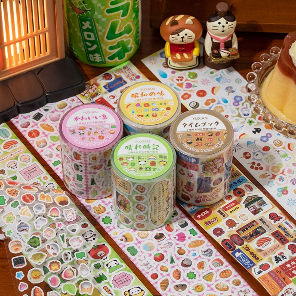 New Small Sense of Fortune Old Fashioned Die Cut Tape DIY Colorful Sticker Tapes Gift Deco Stickers School Stationery
