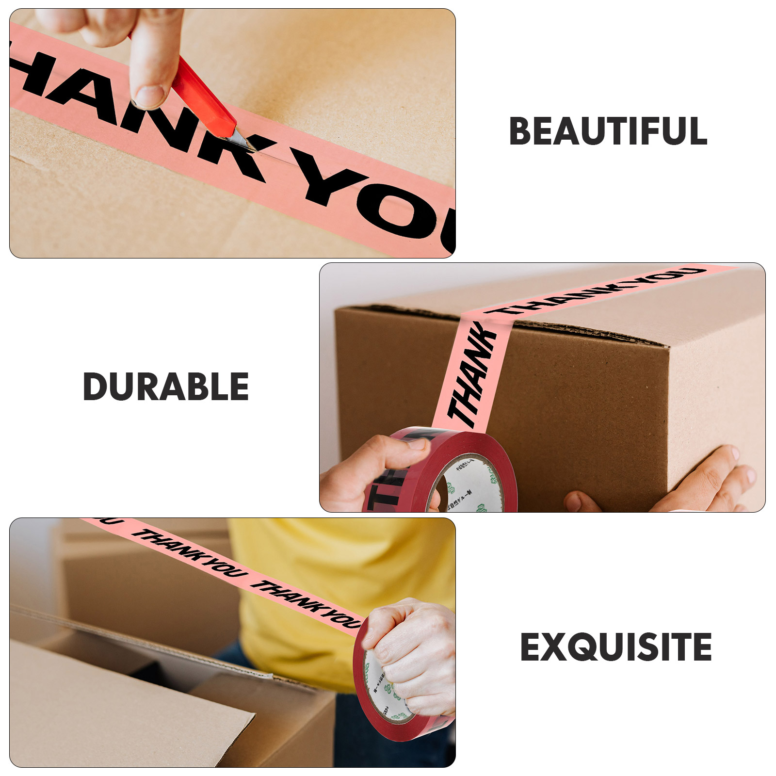 Pink Sealing Tape Wrapping for Presents Cute Packing Decorative Double Sided Plastic Package DIY