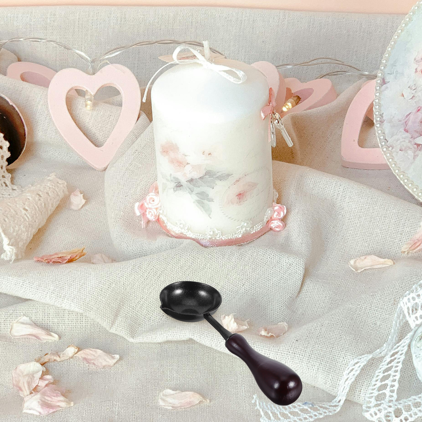 3 Pcs Spoons Wax Melting Seal Scoop Sealing Tool Wedding Stamp Candles Portable Black with Wooden