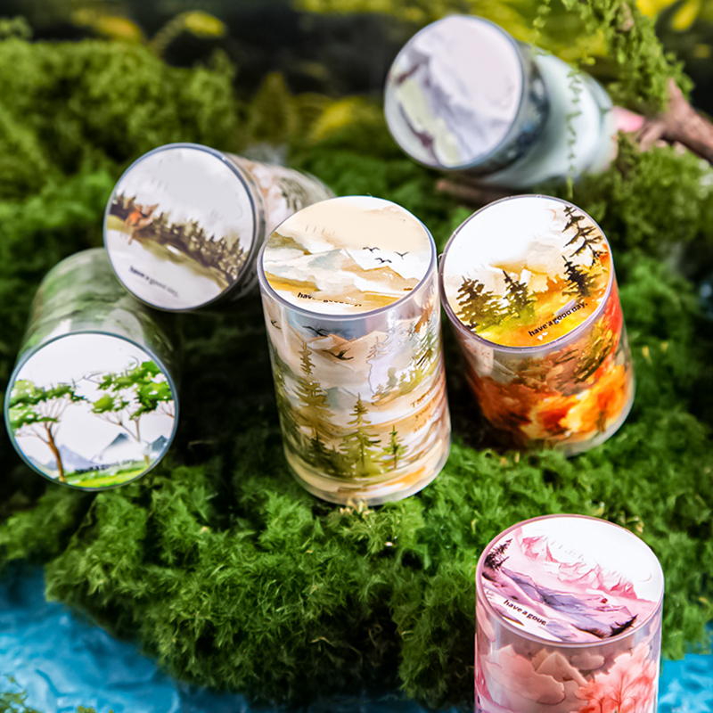 Mr. Paper,Four Seasons Mountain and Forest Landscape Tree Theme Tape,Scrapbook,Phone Case,Diary Stickers Art Supplies200cm/roll