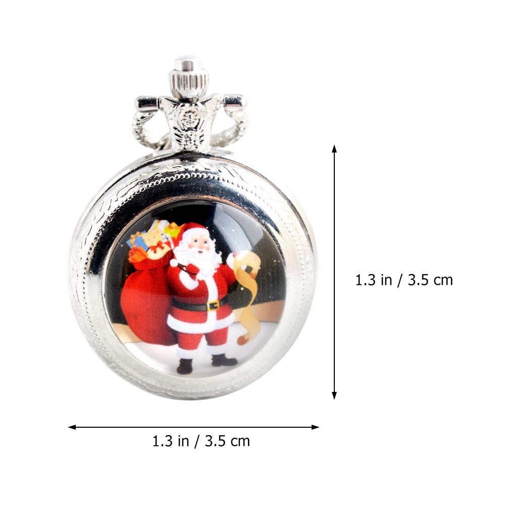 1 pc Pocket Watch Retro Xmas Theme Durable Vintage Hanging Quartz Timepiece Big Numbers Decorative Chain Watch For Men