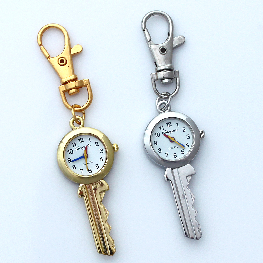 chaoyada Brand New Fashion Crystal KEY Style Pocket Pendant Key Ring Chain Quartz Dress Watch with Gift Bag GL59K Children Watch