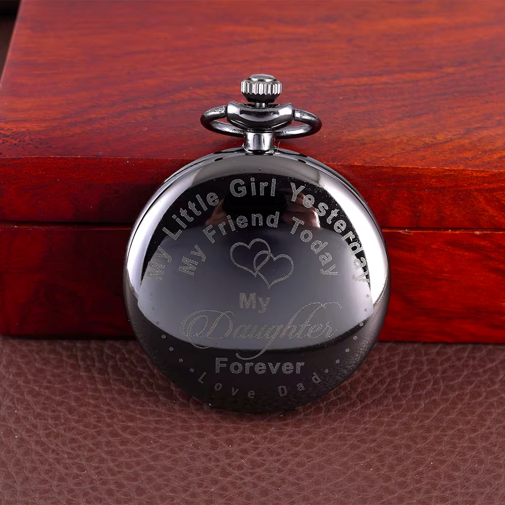 My Friend Today vintage sleek large quartz pocket watch wall watch in black letched English