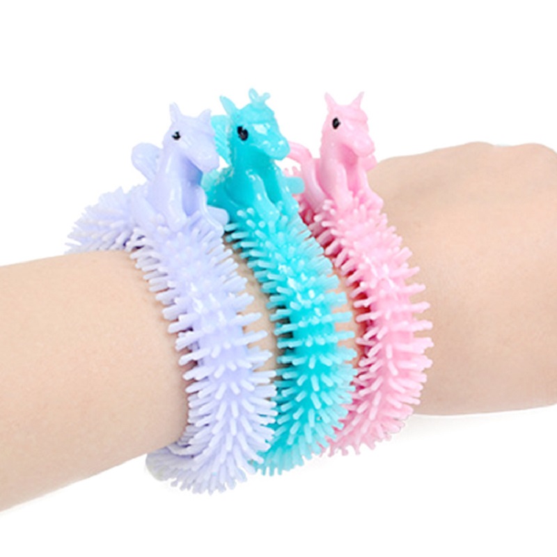 Hot sell 5Pcs/lot Unicorn Caterpillar Stretch String TPR Bracelet Toys  AntiStress Hand Fidget Soft Rubber Toys Relieve Pressure