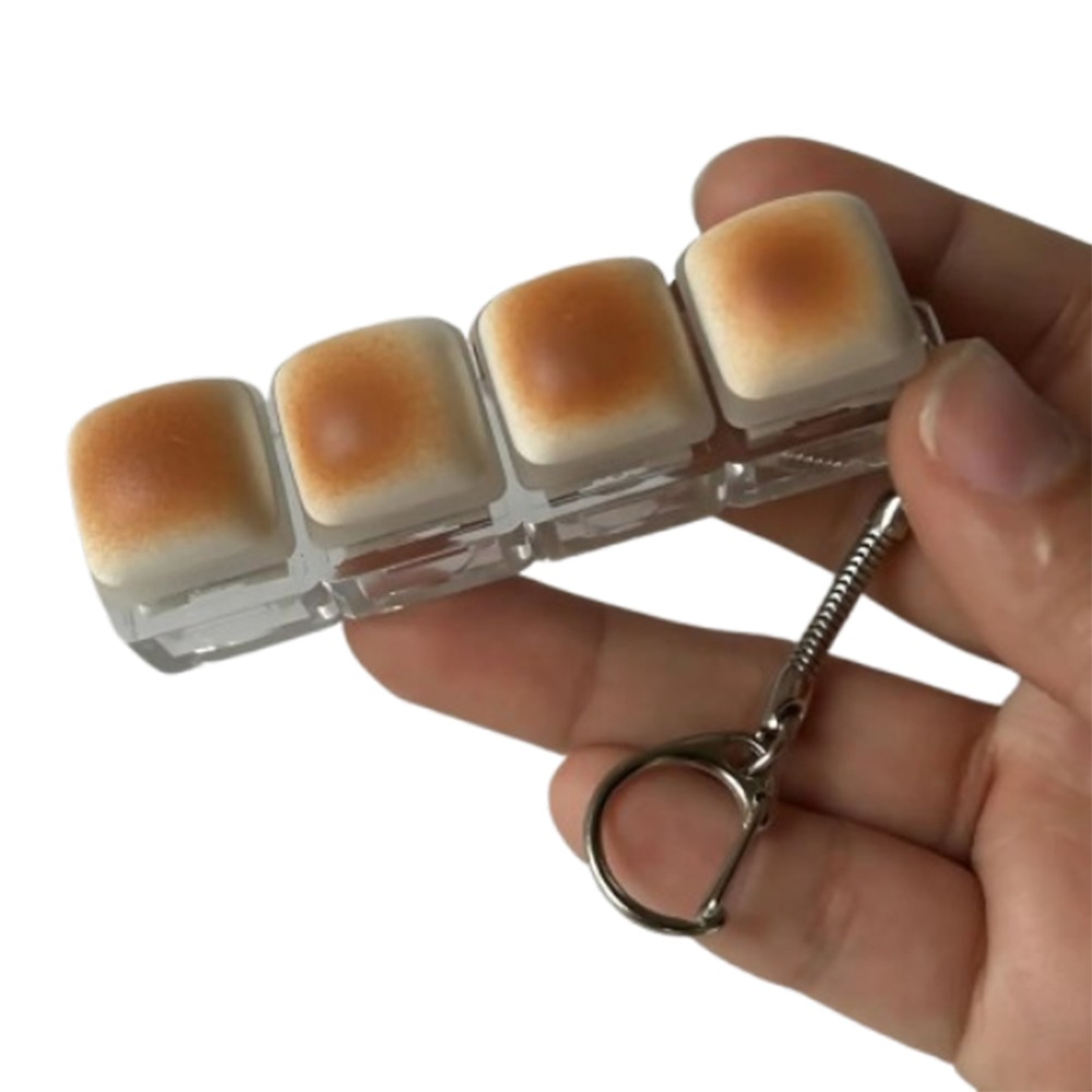 Creative Keyboard Keychain Toy Cute Caramel Bread Design Fidget Keycap Keychain Bread Keycap Portable Mini Pop Toy Pass The Time