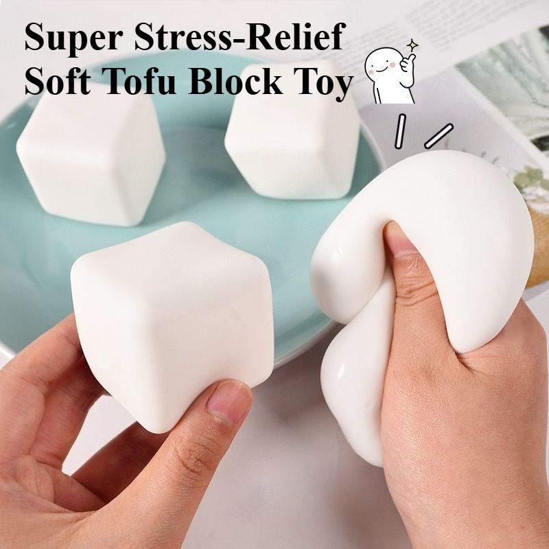 Cute Tofu Stress Balls: Sensory Fidget Toys. Squishy Dough Balls for Stress Relief – Great Gifts for Adults &amp; Children.