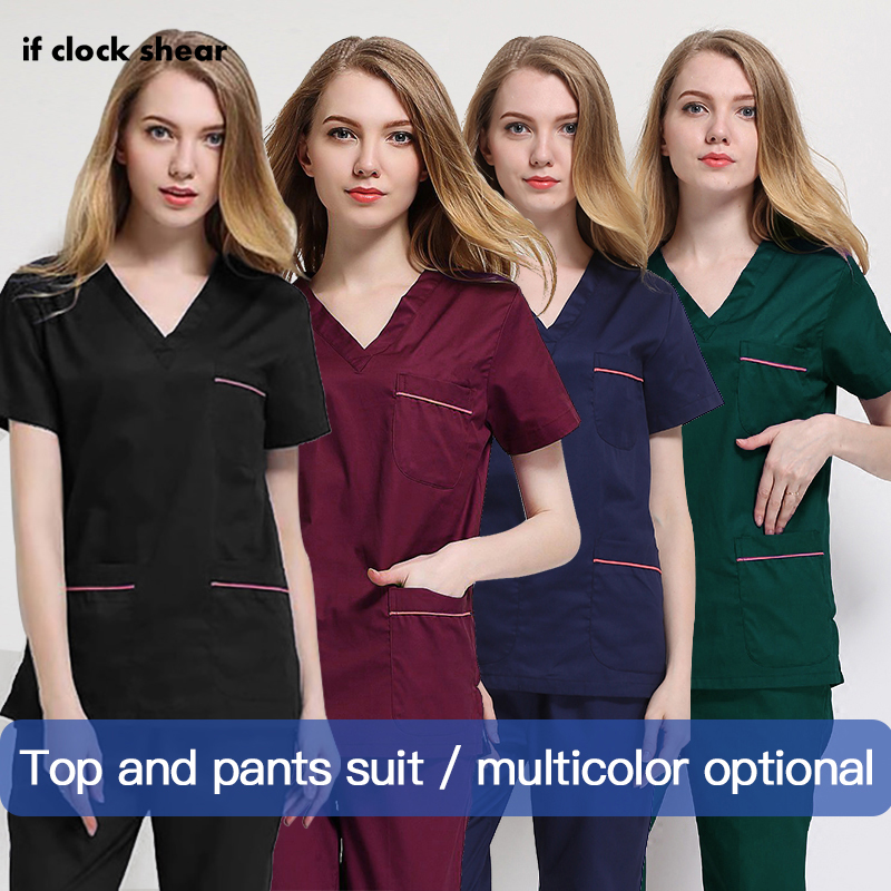 Beauty salon Work uniforms Short-sleeved Health services suits working shirt tops/Suits summer pet scrubs costume women clothes