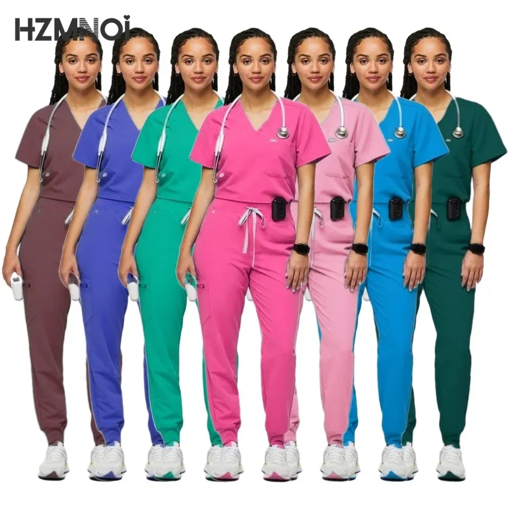 New Tops+pant Medical Uniform Surgery Scrubs Shirt Short Sleeve Pet Shop Doctor Nurse Nursing Uniform Set Women Workwear Scrub