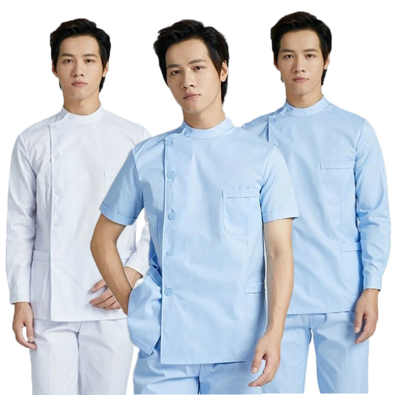 Medical Scrubs Uniform for Men Short Long Sleeve Nurse Jacket and Pants for Doctor Dentist