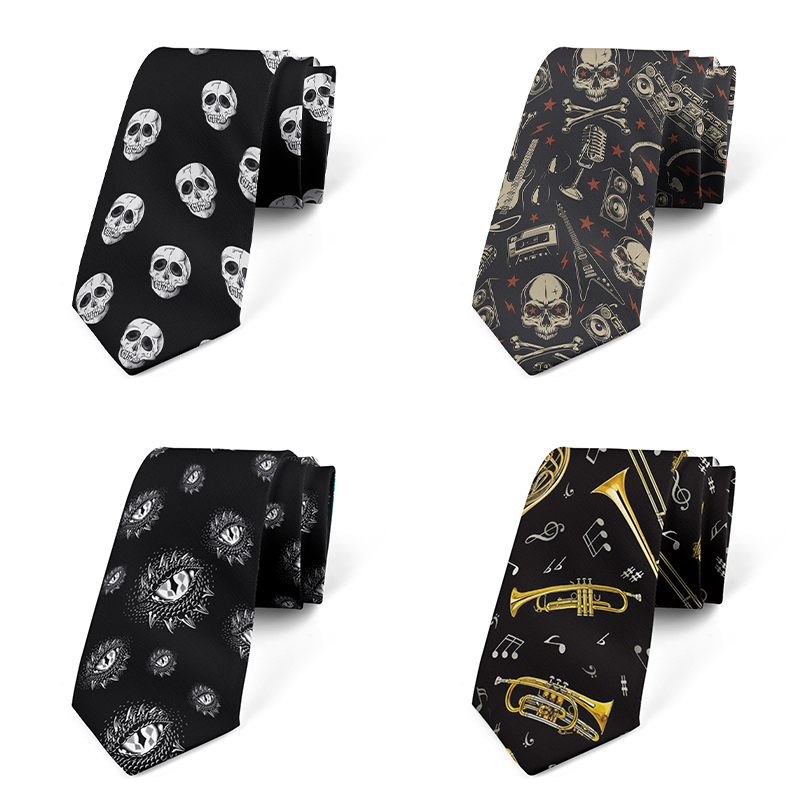 New Skull Ties For Men Women New Fashion Groomsmen NeckTie Casual Mens Tie 8CM Width Necktie For Wedding Party Accessories