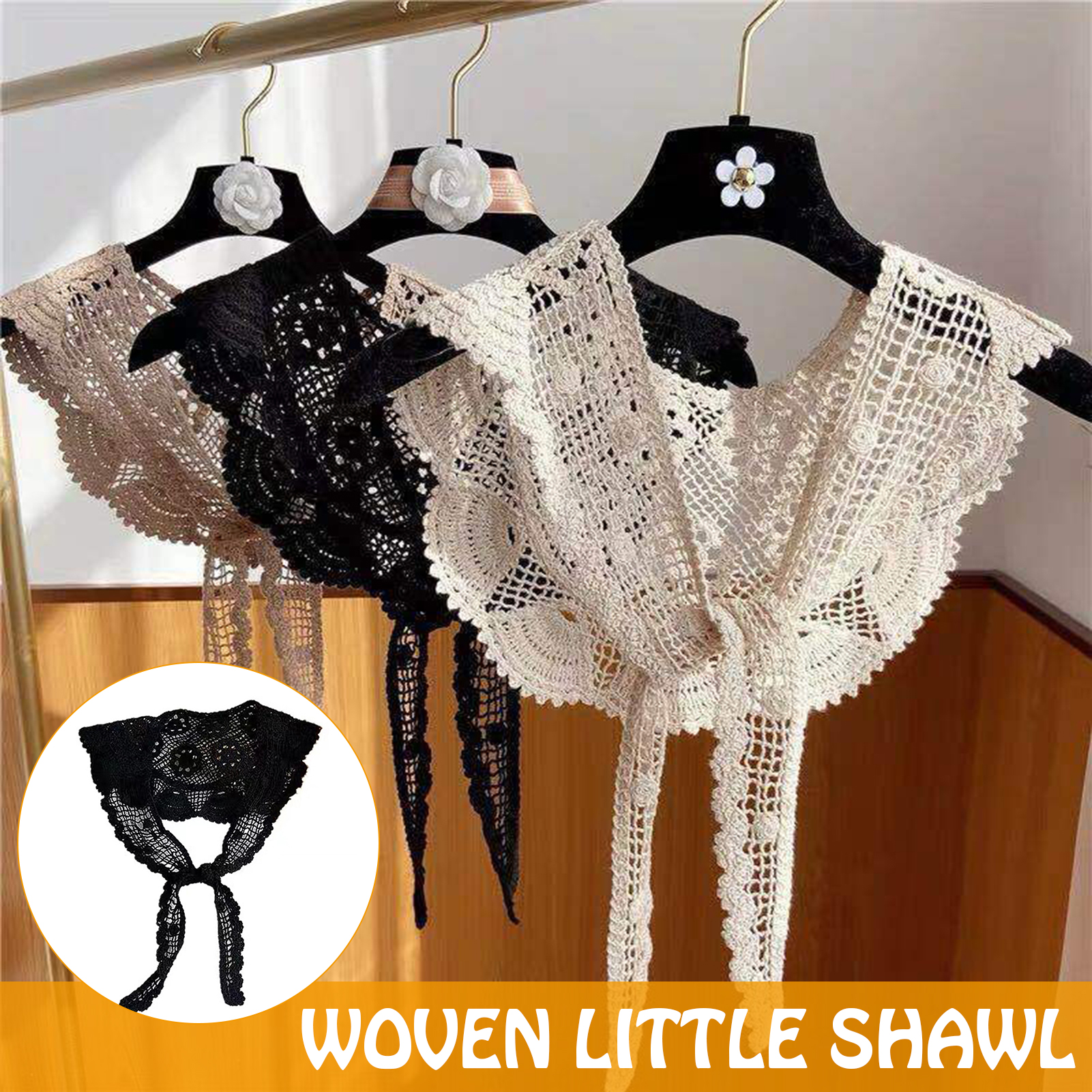 New Comfortable Simple High Quality Women&#039;s Lapel Large Shawl Wrapped with Ribbon Bow and Fake Double Necklace LL@17