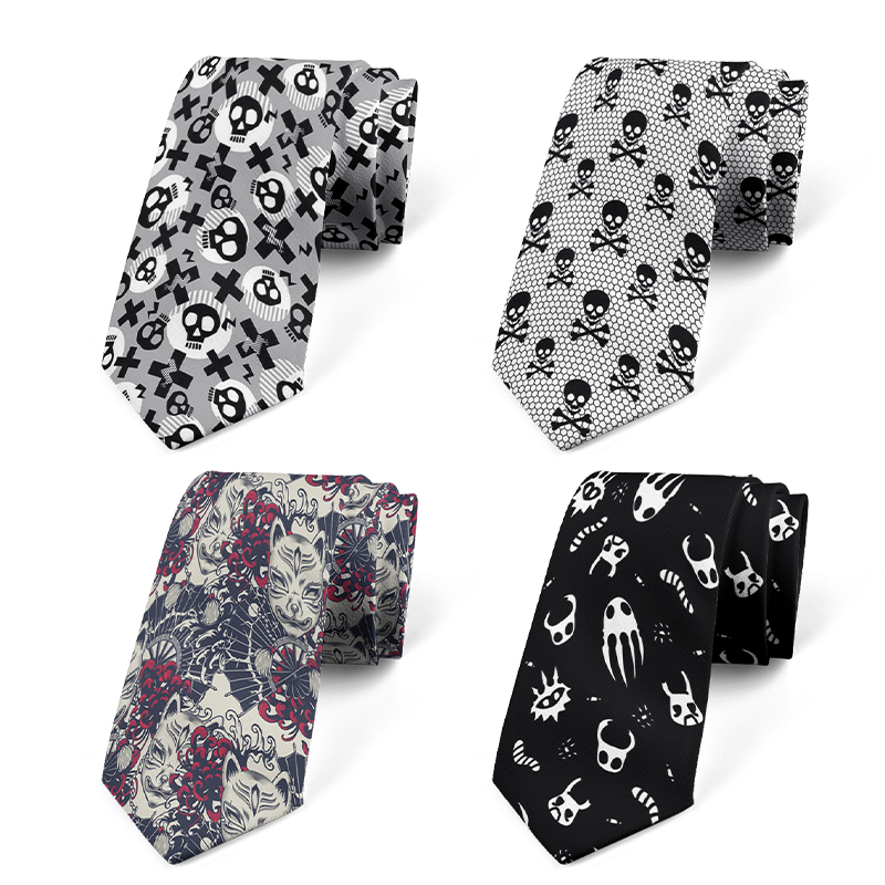 Fashion casual 8cm creative novelty men&#039;s tie funny cartoon skull print men&#039;s tie accessories wedding party business gift tie
