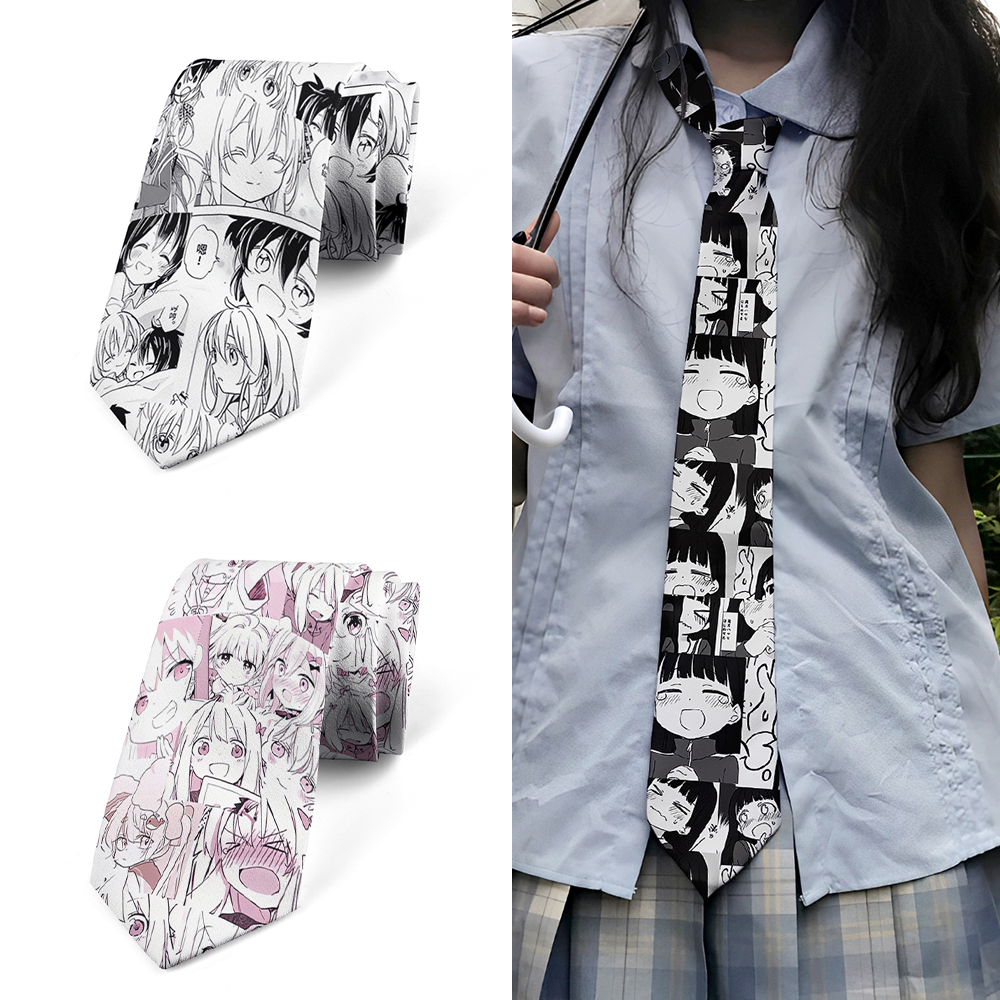 Japanese Anime printing Women tie fashion casual 8cm creative novelty tie men&#039;s unique accessories wedding party business gift