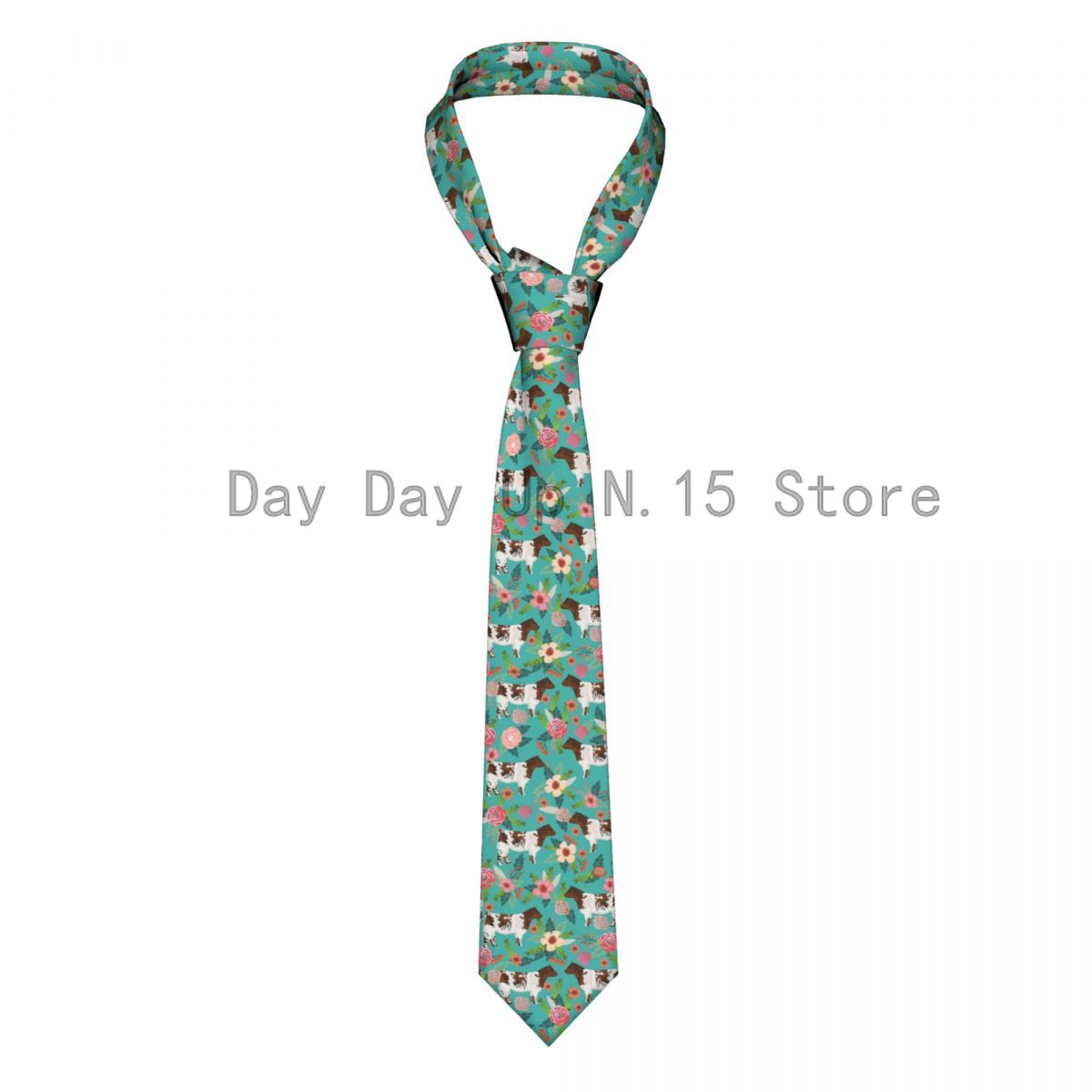 Floral Cow Pattern Neckties Men Silk Polyester 8 cm Wide Animal Neck Tie for Men Accessories Cravat Gift