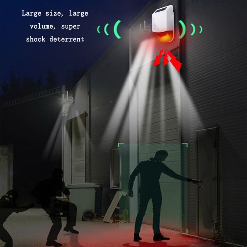 433MHz Wireless Outdoor Waterproof Smart Audible and Visual Alarm Solar Charging High Decibel Energy-saving Sound-light Siren