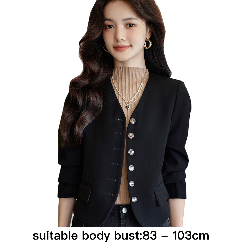 High quality blazer for women short jacket single breasted new autumn 2025 elegant fashion clothes - black beige