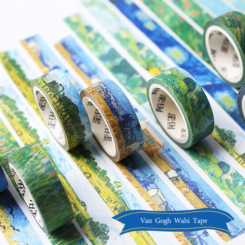 Journamm 1.5cm*7m Van Gogh Series Washi Tape for Scrapbooking Deco Junk Journal school Masking Tape Creative Stationery