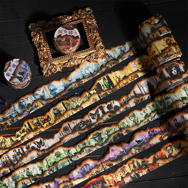Mr. Paper, 6 Styles, Flaming Alien Style Tape , Magic Vintage DIY Handmade Decorative Collage Material Decal Tape