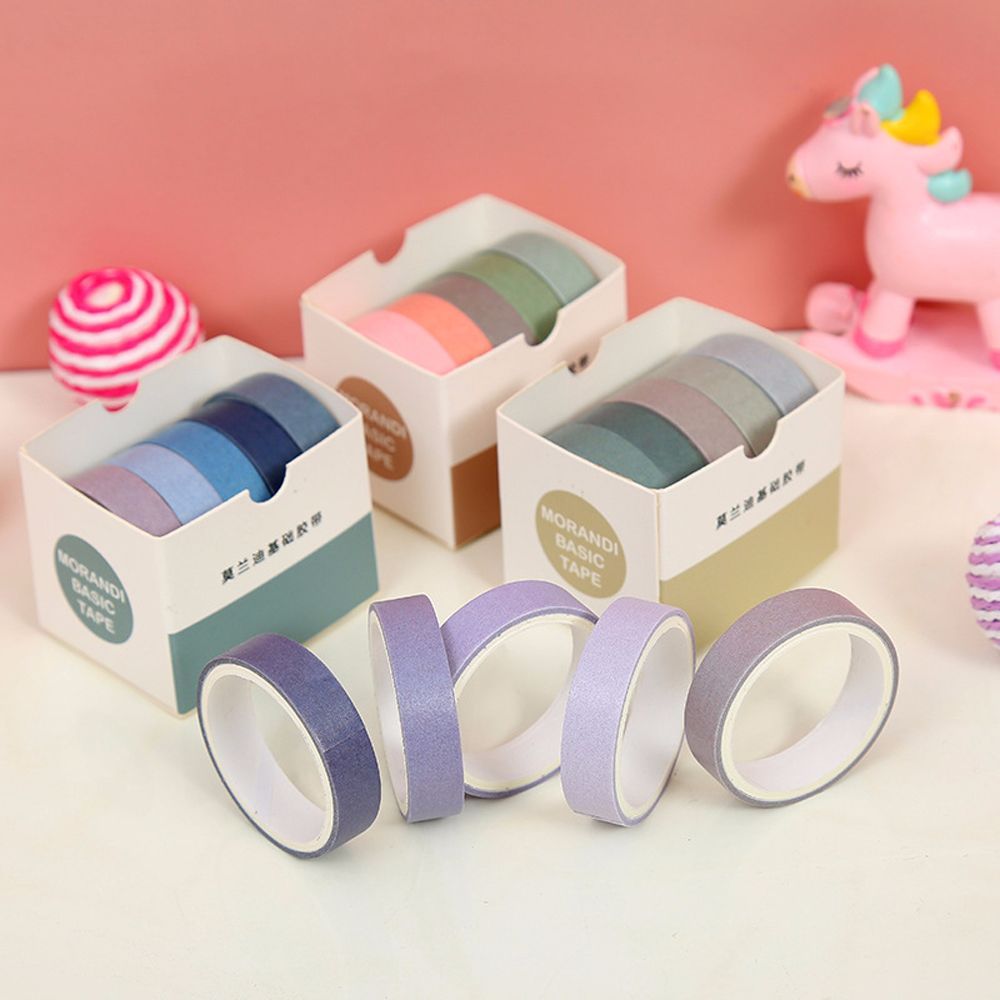 School Supplies Solid Color Handbook Tape Students Stationery Decorative Tape Masking Tape Tape Set Scrapbooking Adhesive Tape