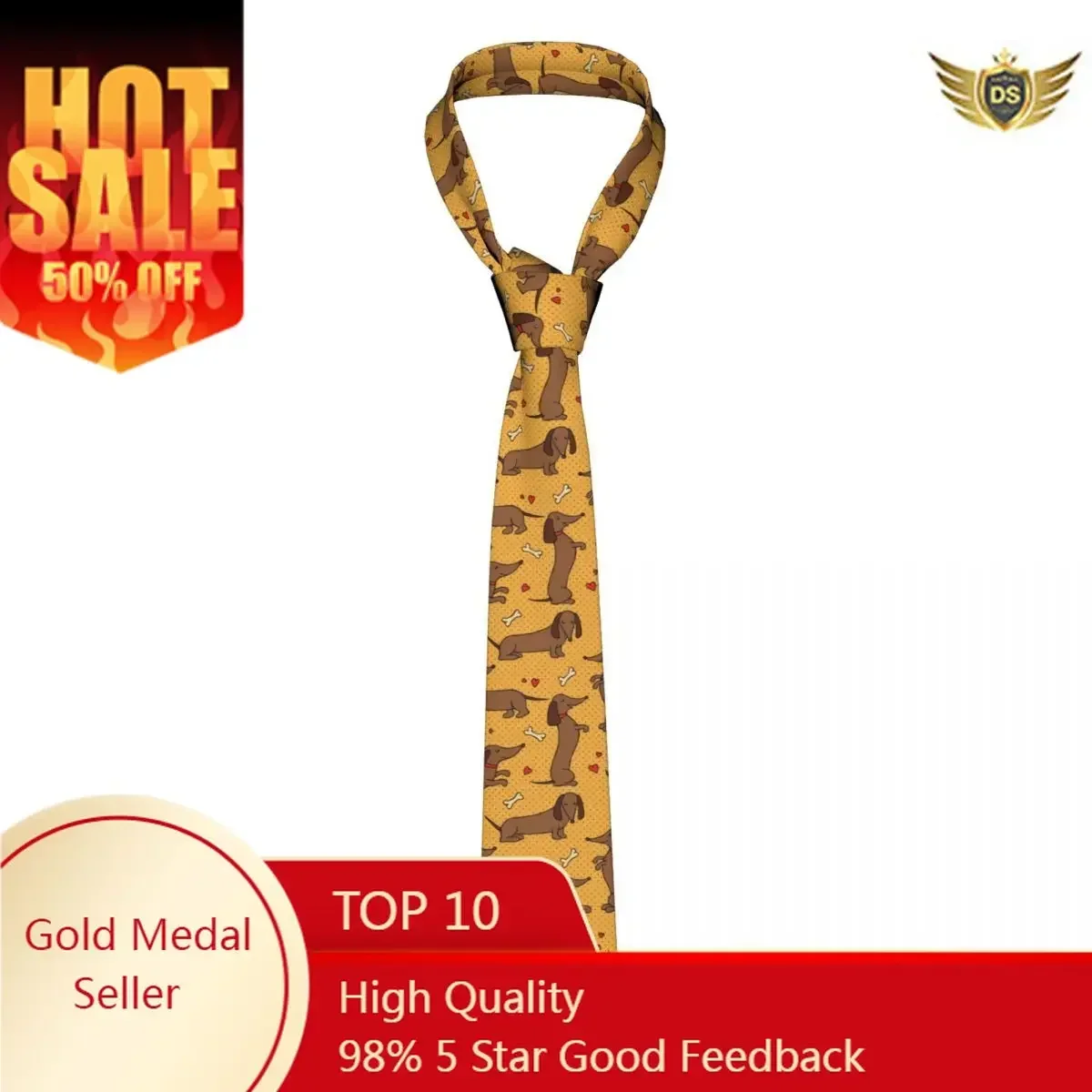 Dog Dachshund Yellow Tie For Men Women Necktie Tie Clothing Accessories