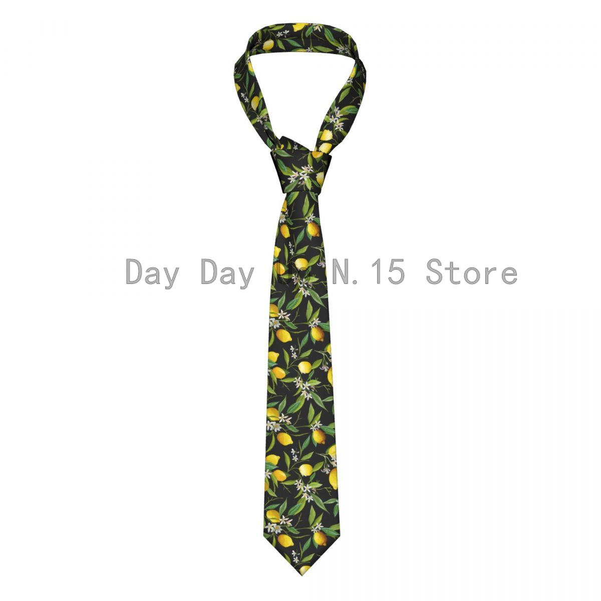 Mens Tie Slim Skinny Lemon Fruits Floral And Leaf Necktie Fashion Necktie Free Style Men Tie Party Wedding