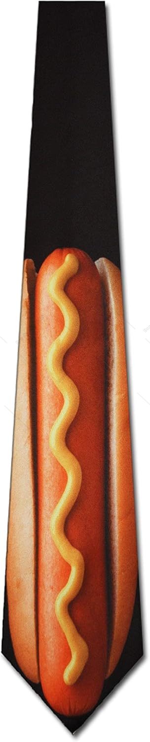 Funny 3d Print Hot Dog Ties Food Neckties Foot Long Tie Mens Necktie for Men Women Snack Food Lovers Halloween Shirt Decor
