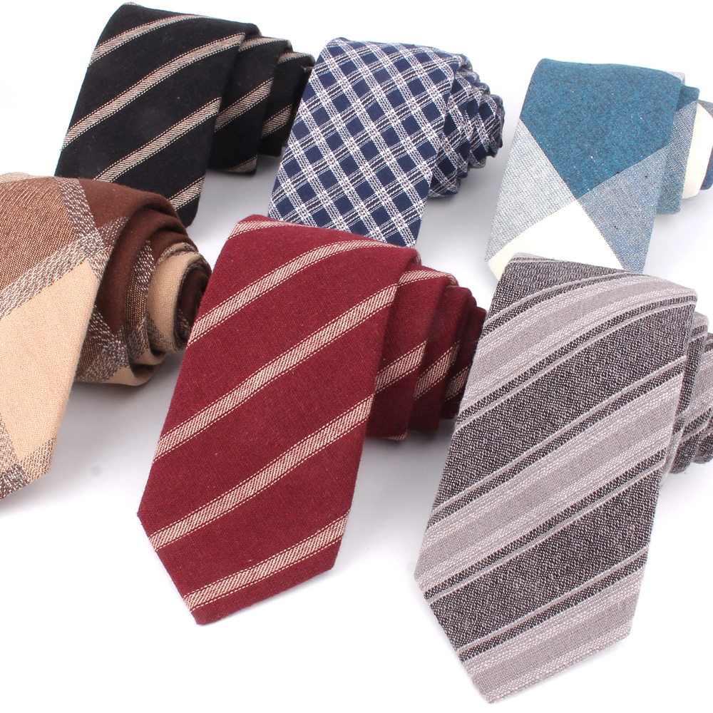 New Skinny Ties For Men Women Cotton Slim Tie Suits Wedding Tie For Wedding Business Slim Men Plaid Necktie Gravata Gifts