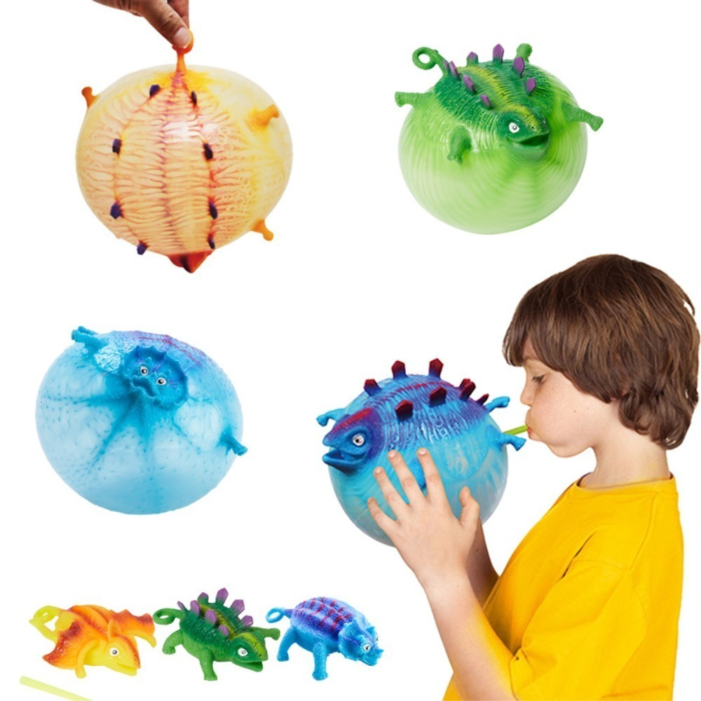 Inflatable Dinosaur Squishy Toy - Stress Relief Fidget Toys for Kids Adults, Stretch Squeeze Sensory Toys, Party Favors Gifts